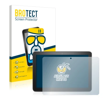 Face avant d’un emballage produit avec le logo de la marque BROTECT. À côté, l’appareil Amazon Fire HD 8 Plus 2020 (10ème Gen.