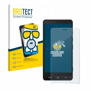 Face avant d’un emballage produit avec le logo de la marque BROTECT. À côté, l’appareil Beafon M5 est représenté avec la prote