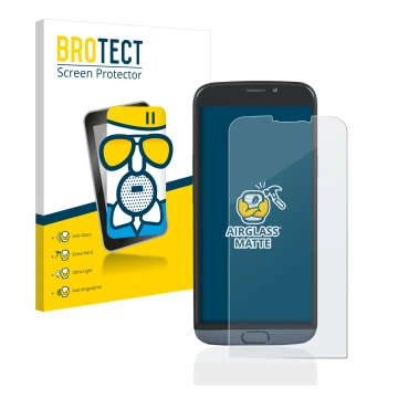 Face avant d’un emballage produit avec le logo de la marque BROTECT. À côté, l’appareil Doro 8050 est représenté avec la prote
