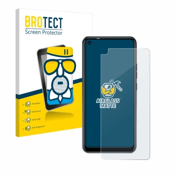 Face avant d’un emballage produit avec le logo de la marque BROTECT. À côté, l’appareil Tecno Spark 5 Pro est représenté avec 