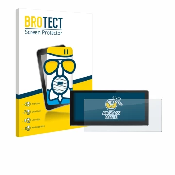 Face avant d’un emballage produit avec le logo de la marque BROTECT. À côté, l’appareil Joying 4G Car Radio 10.25