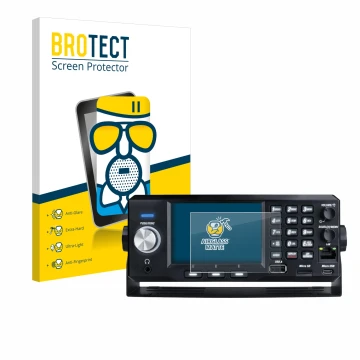 Face avant d’un emballage produit avec le logo de la marque BROTECT. À côté, l’appareil Uniden SDS200E est représenté avec la 