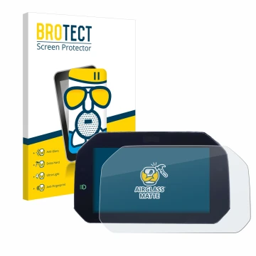 Face avant d’un emballage produit avec le logo de la marque BROTECT. À côté, l’appareil BMW S 1000 RR 2019 Connectivity TFT 6.