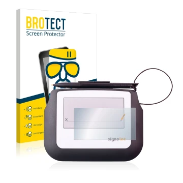 Face avant d’un emballage produit avec le logo de la marque BROTECT. À côté, l’appareil Signotec Signature Sigma Lite est repr
