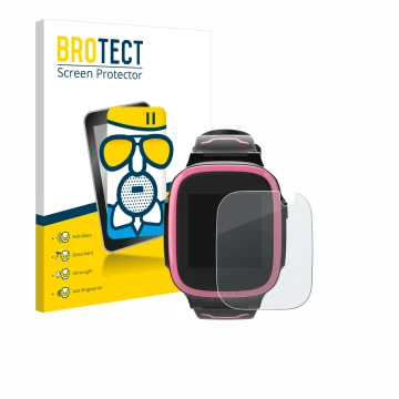 Face avant d’un emballage produit avec le logo de la marque BROTECT. À côté, l’appareil Xplora X5 Play est représenté avec la 