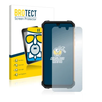 Face avant d’un emballage produit avec le logo de la marque BROTECT. À côté, l’appareil Ulefone Armor 8 est représenté avec la