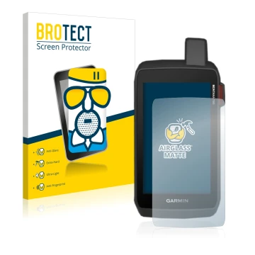 Face avant d’un emballage produit avec le logo de la marque BROTECT. À côté, l’appareil Garmin Montana 700i est représenté ave