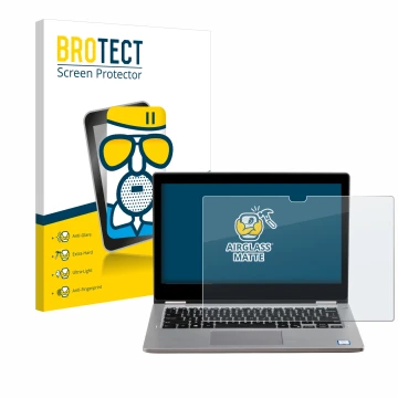 Face avant d’un emballage produit avec le logo de la marque BROTECT. À côté, l’appareil Dell Latitude 3310 2-in-1 est représen