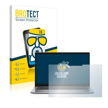 Face avant d’un emballage produit avec le logo de la marque BROTECT. À côté, l’appareil Dell Latitude 7410 2-in-1 est représen