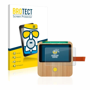 Face avant d’un emballage produit avec le logo de la marque BROTECT. À côté, l’appareil tigerbox Touch est représenté avec la 