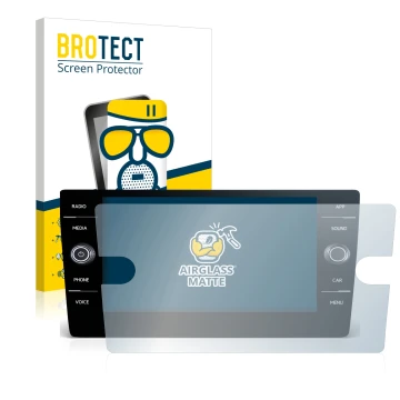 Face avant d’un emballage produit avec le logo de la marque BROTECT. À côté, l’appareil Volkswagen Passat Variant TDI DSG 2020