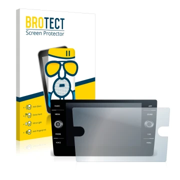 Face avant d’un emballage produit avec le logo de la marque BROTECT. À côté, l’appareil Volkswagen T-Roc Cabriolet Style TSI 2