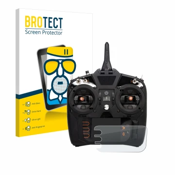 Face avant d’un emballage produit avec le logo de la marque BROTECT. À côté, l’appareil Spektrum NX8 est représenté avec la pr