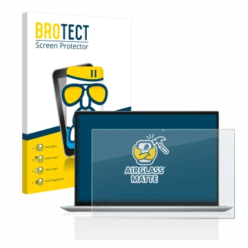 Face avant d’un emballage produit avec le logo de la marque BROTECT. À côté, l’appareil Dell Inspiron 17 7706 2-in-1 est repré