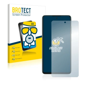 Face avant d’un emballage produit avec le logo de la marque BROTECT. À côté, l’appareil Samsung Galaxy A52 est représenté avec