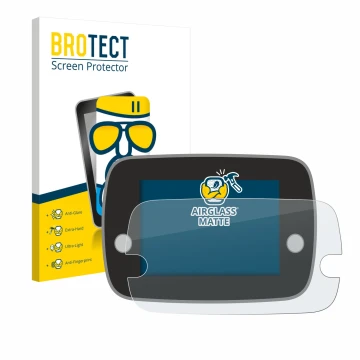 Face avant d’un emballage produit avec le logo de la marque BROTECT. À côté, l’appareil Fiat 500 Series 8 2020 Uconnect 7