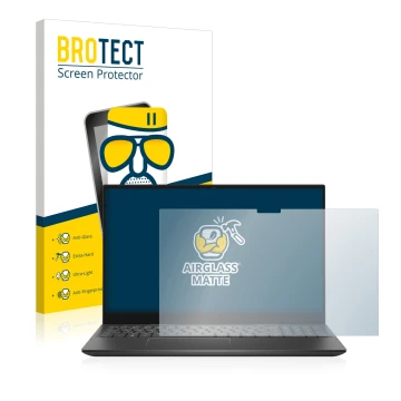 Face avant d’un emballage produit avec le logo de la marque BROTECT. À côté, l’appareil Dell Inspiron 15 7506 est représenté a