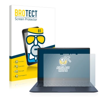 Face avant d’un emballage produit avec le logo de la marque BROTECT. À côté, l’appareil HP Elite Dragonfly G2 est représenté a