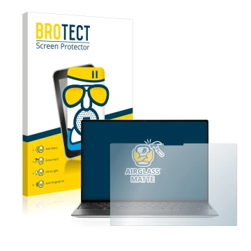 Face avant d’un emballage produit avec le logo de la marque BROTECT. À côté, l’appareil Dell XPS 13 9310 Touch est représenté 