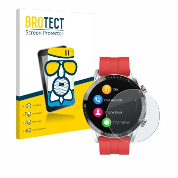 Face avant d’un emballage produit avec le logo de la marque BROTECT. À côté, l’appareil Gentleman Smartwatch est représenté av