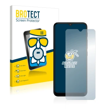 Face avant d’un emballage produit avec le logo de la marque BROTECT. À côté, l’appareil Motorola Moto G10 est représenté avec 
