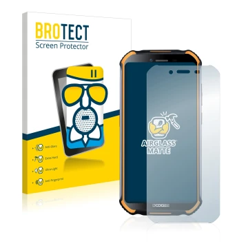 Face avant d’un emballage produit avec le logo de la marque BROTECT. À côté, l’appareil Doogee S40 Pro est représenté avec la 