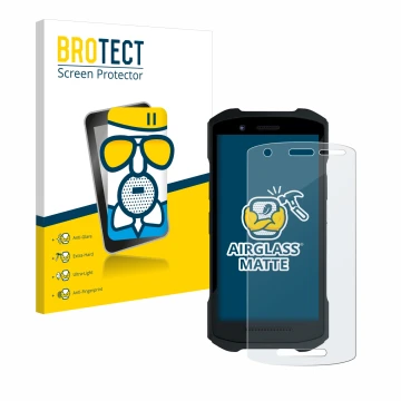 Face avant d’un emballage produit avec le logo de la marque BROTECT. À côté, l’appareil Zebra TC26 est représenté avec la prot