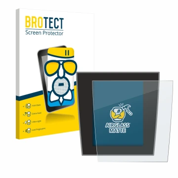 Face avant d’un emballage produit avec le logo de la marque BROTECT. À côté, l’appareil Porsche Taycan 2021 Infotainment Syste