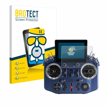 Face avant d’un emballage produit avec le logo de la marque BROTECT. À côté, l’appareil FrSky Horus X20 est représenté avec la