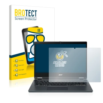 Face avant d’un emballage produit avec le logo de la marque BROTECT. À côté, l’appareil Acer TravelMate Spin P4 14