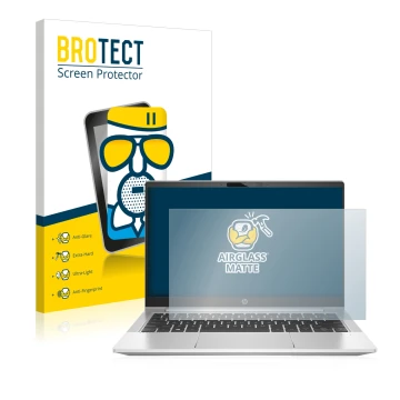 Face avant d’un emballage produit avec le logo de la marque BROTECT. À côté, l’appareil HP ProBooks 430 G8 est représenté avec
