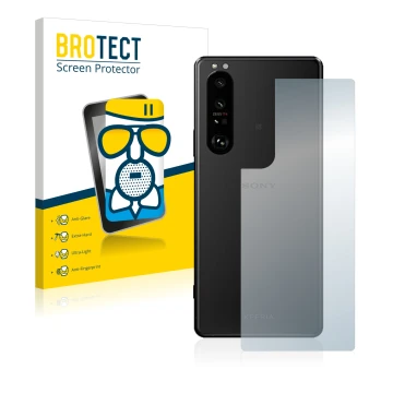 Face avant d’un emballage produit avec le logo de la marque BROTECT. À côté, l’appareil Sony Xperia 5 III (Arrière) est représ