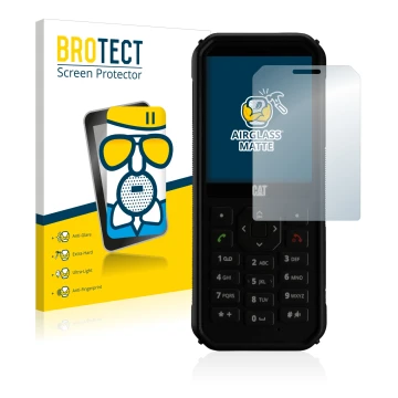 Face avant d’un emballage produit avec le logo de la marque BROTECT. À côté, l’appareil Caterpillar Cat B40 est représenté ave