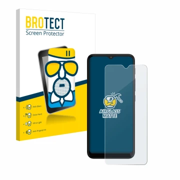 Face avant d’un emballage produit avec le logo de la marque BROTECT. À côté, l’appareil Motorola Moto G20 est représenté avec 