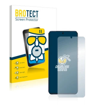 Face avant d’un emballage produit avec le logo de la marque BROTECT. À côté, l’appareil Vivo V21 5G est représenté avec la pro