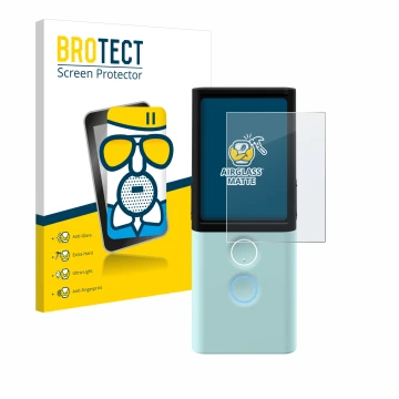 Face avant d’un emballage produit avec le logo de la marque BROTECT. À côté, l’appareil Vasco Translator M3 est représenté ave