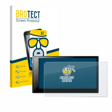 Face avant d’un emballage produit avec le logo de la marque BROTECT. À côté, l’appareil Pioneer SPH-DA160DAB est représenté av