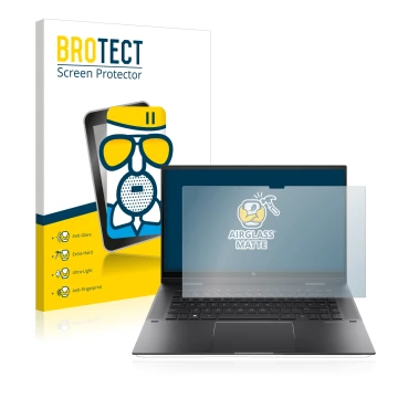 Face avant d’un emballage produit avec le logo de la marque BROTECT. À côté, l’appareil HP Envy x360 (15-eX) (359 mm x 228.2 m