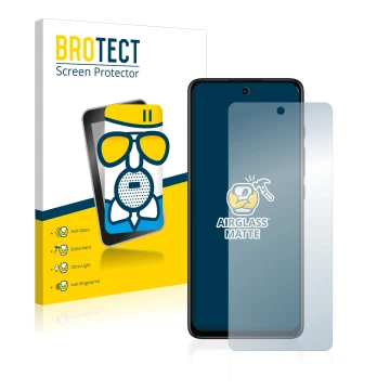 Face avant d’un emballage produit avec le logo de la marque BROTECT. À côté, l’appareil Motorola Moto G60S est représenté avec