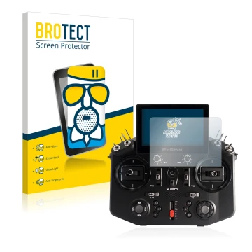 Face avant d’un emballage produit avec le logo de la marque BROTECT. À côté, l’appareil FrSky Tandem X20 est représenté avec l