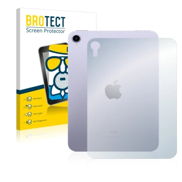 Face avant d’un emballage produit avec le logo de la marque BROTECT. À côté, l’appareil Apple iPad Mini 6 WiFi 2021 (6ème gén,