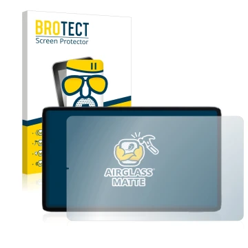 Face avant d’un emballage produit avec le logo de la marque BROTECT. À côté, l’appareil Xiaomi Mi Pad 5 (en paysage) est repré