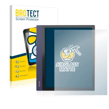 Face avant d’un emballage produit avec le logo de la marque BROTECT. À côté, l’appareil Boox Note Air 2 est représenté avec la