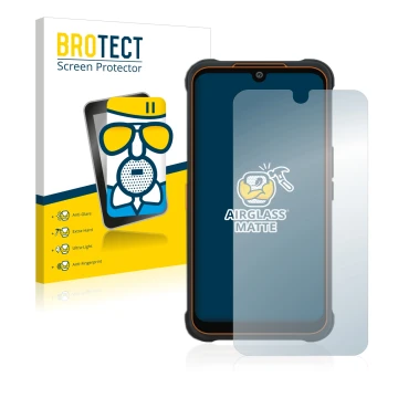 Face avant d’un emballage produit avec le logo de la marque BROTECT. À côté, l’appareil AGM Glory Pro est représenté avec la p