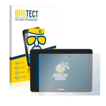 Face avant d’un emballage produit avec le logo de la marque BROTECT. À côté, l’appareil Trimble GFX-750 est représenté avec la