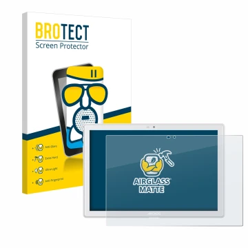 Face avant d’un emballage produit avec le logo de la marque BROTECT. À côté, l’appareil Archos T101 4G est représenté avec la 