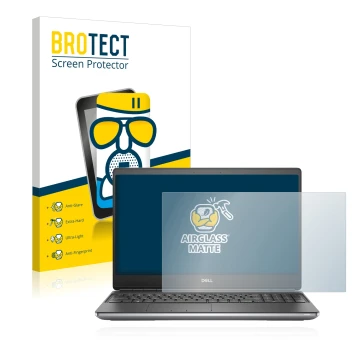 Face avant d’un emballage produit avec le logo de la marque BROTECT. À côté, l’appareil Dell Precision 7560 est représenté ave