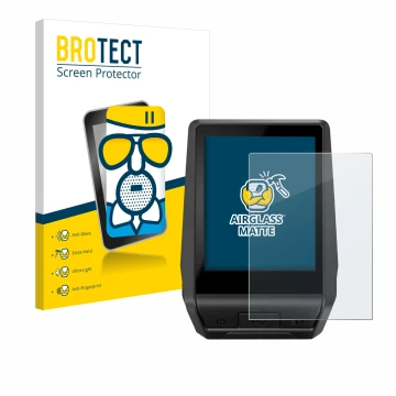 Face avant d’un emballage produit avec le logo de la marque BROTECT. À côté, l’appareil Bosch Nyon 2 2021 est représenté avec 