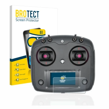 Face avant d’un emballage produit avec le logo de la marque BROTECT. À côté, l’appareil FlySky FS-i6S est représenté avec la p
