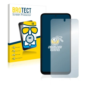 Face avant d’un emballage produit avec le logo de la marque BROTECT. À côté, l’appareil Motorola Moto G31 est représenté avec 